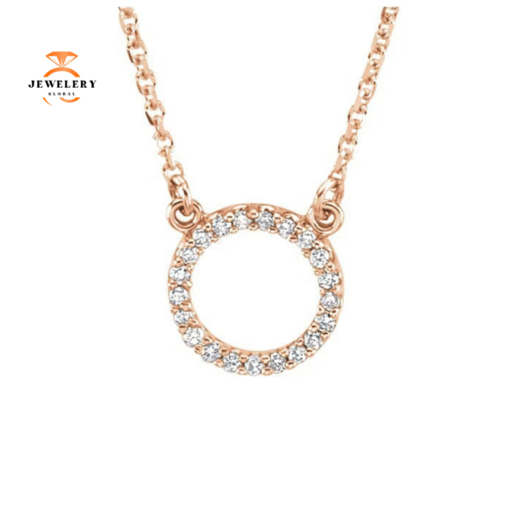 14KT GOLD 1/10 CTW DIAMOND CIRCLE NECKLACE 16" - Image 2