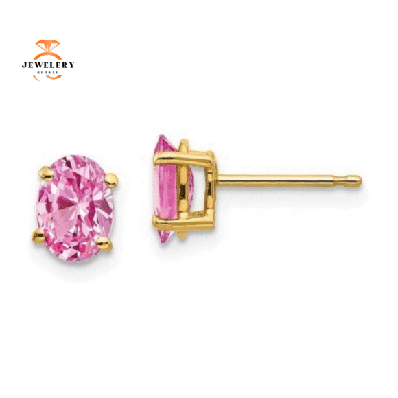 14KT GOLD 2.20 CTW OVAL PINK SAPPHIRE STUD EARRINGS - Image 2