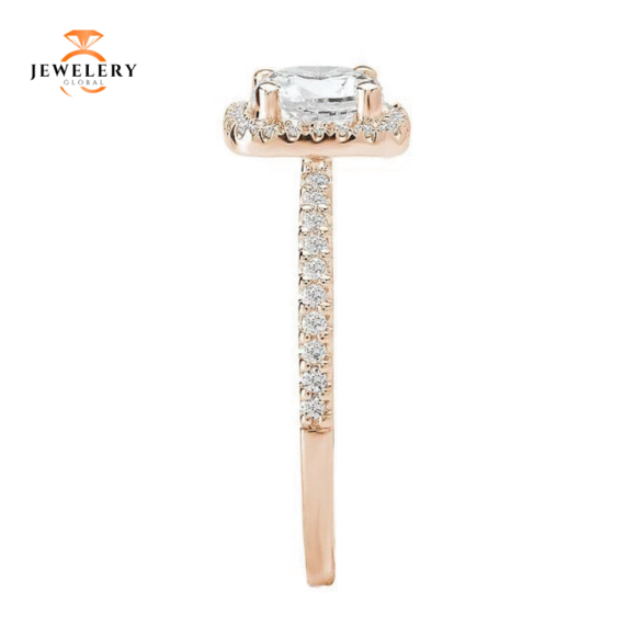 14KT 1/4 CTW DIAMOND SQUARE HALO MOUNTING FOR 1 CT ROUND - Image 3