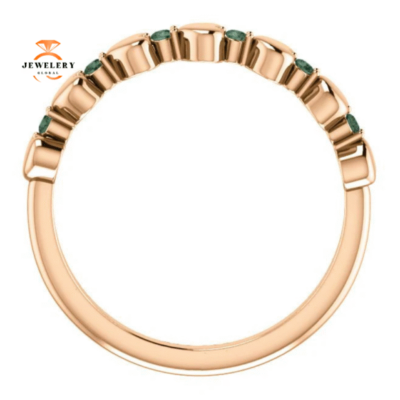 14KT GOLD GENUINE .12 CTW ALEXANDRITE STACKABLE HEART RING - Image 2