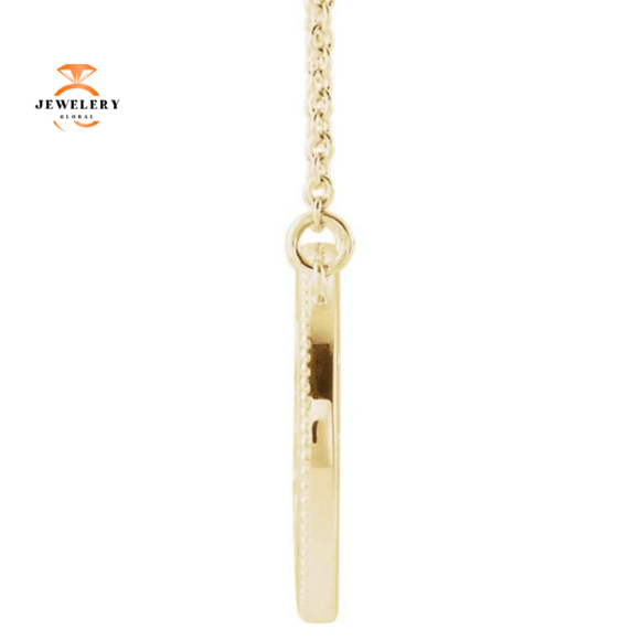 14KT GOLD MILGRAIN SUN NECKLACE-3 COLORS - Image 2
