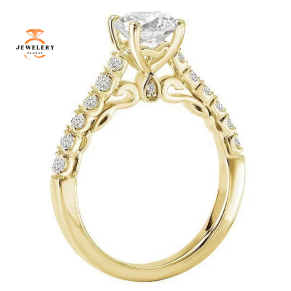 14KT Gold 3/8 CTW Diamond Accent Setting for 1 CT Round - Image 3