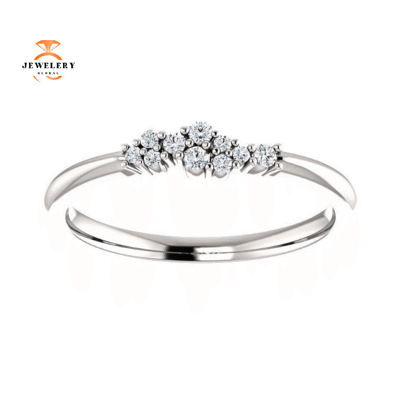 14KT Gold 1/10 CTW DIAMOND STACKABLE CLUSTER RING - Image 6