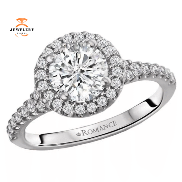 14KT GOLD 1/3 CTW DIAMOND ROUND HALO SETTING FOR 1 CT ROUND