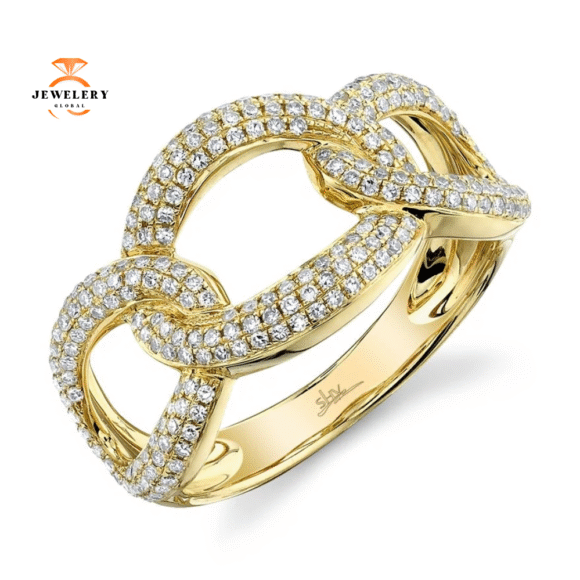 14KT GOLD 0.55 CTW DIAMOND INTERLOCKING OPEN CIRCLE RING - Image 3