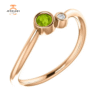 14KT GOLD 0.13 CT PERIDOT & 0.02 CTW DIAMOND BEZEL-SET 2 STONE RING