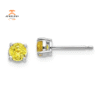 14KT GOLD 0.70 CTW ROUND YELLOW SAPPHIRE STUD EARRINGS