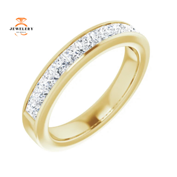 14KT Gold 1 CTW Princess Diamond Channel Set Band - Image 5