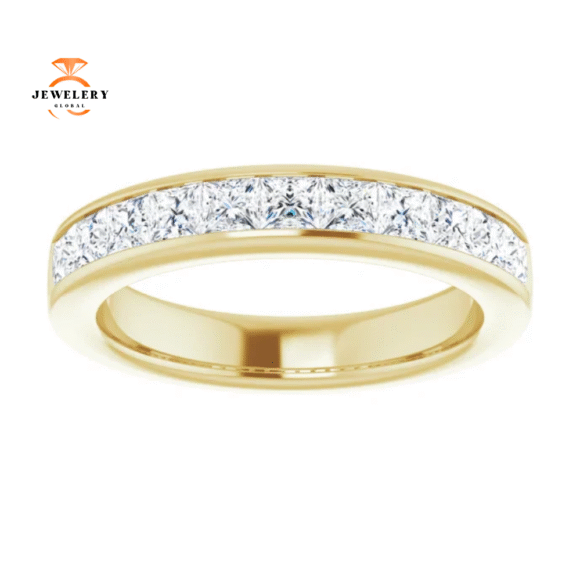 14KT Gold 1 CTW Princess Diamond Channel Set Band - Image 7