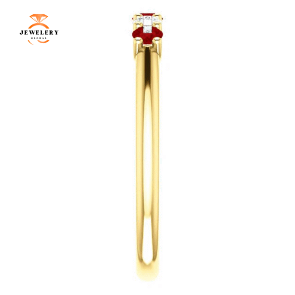 14KT GOLD 0.27 CTW RUBY & 0.12 CTW DIAMOND 5 STONE BAND - Image 10