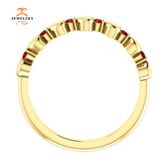 14KT GOLD .12 CTW RUBY STACKABLE HEART RING - Image 9