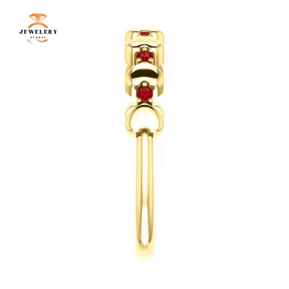 14KT GOLD .12 CTW RUBY STACKABLE HEART RING - Image 10