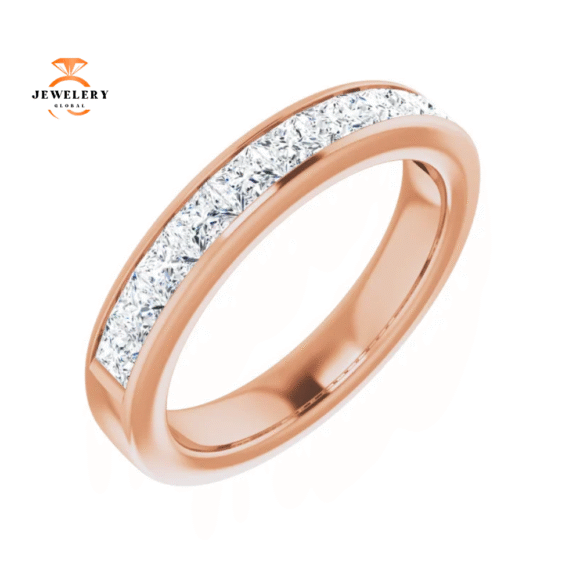 14KT Gold 1 CTW Princess Diamond Channel Set Band - Image 9