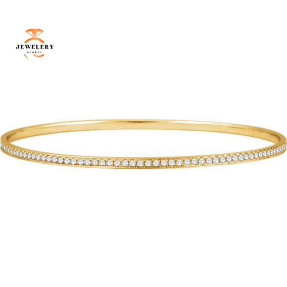 14KT Gold 1 1/2 CTW Diamond Bangle Bracelet - Image 3