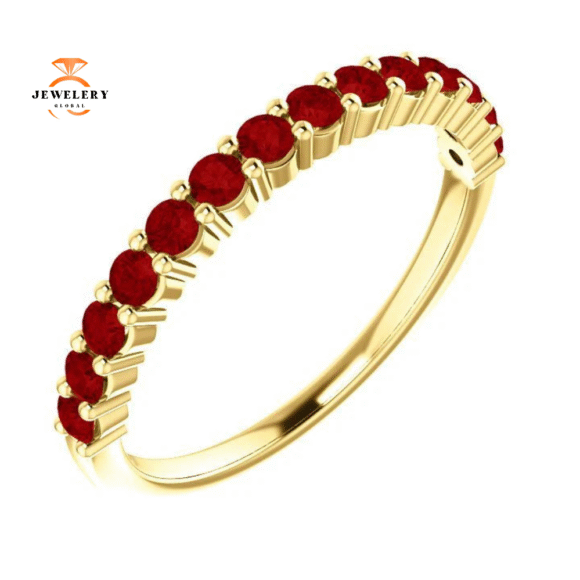 14KT GOLD 0.56 CTW 14 ROUND RUBY SHARED PRONG RING - Image 13