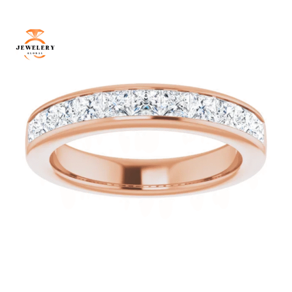 14KT Gold 1 CTW Princess Diamond Channel Set Band - Image 11