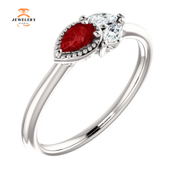 14KT GOLD 0.27 CTW RUBY & 0.12 CTW DIAMOND ACCENT RING