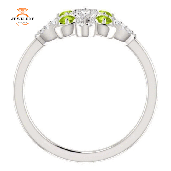 14KT GOLD .36 CTW PERIDOT & .16 CTW DIAMOND ACCENT CLOVER RING - Image 6