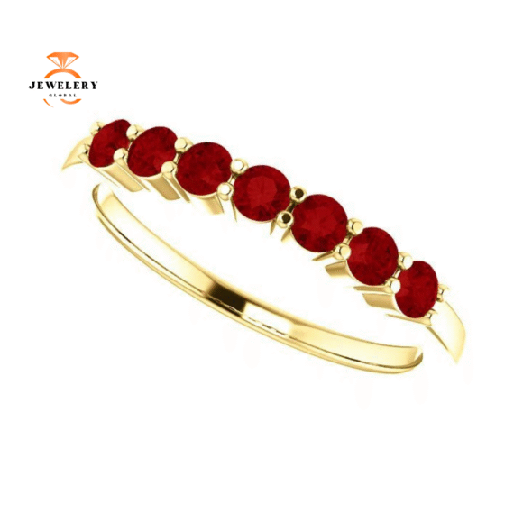 14KT GOLD 0.56 CTW RUBY SHARED PRONG 7 STONE RING - Image 16