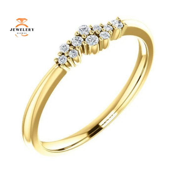 14KT Gold 1/10 CTW DIAMOND STACKABLE CLUSTER RING - Image 7