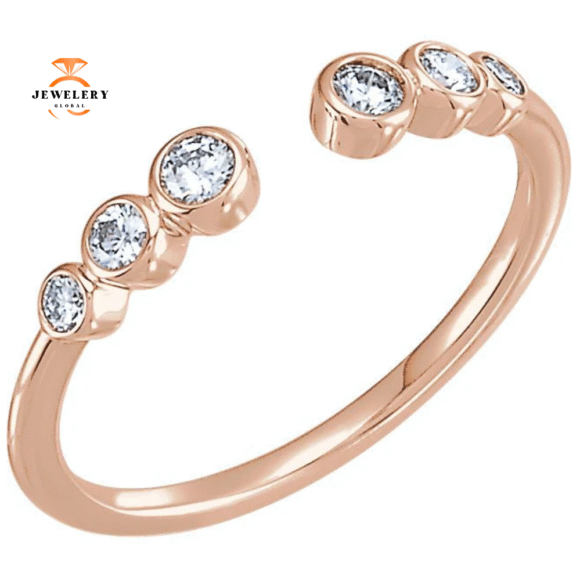 14KT GOLD 1/4 CTW DIAMOND BEZEL-SET CUFF RING