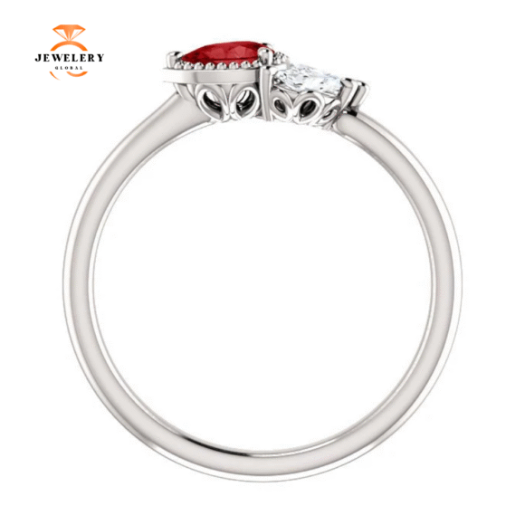 14KT GOLD 0.27 CTW RUBY & 0.12 CTW DIAMOND ACCENT RING - Image 2