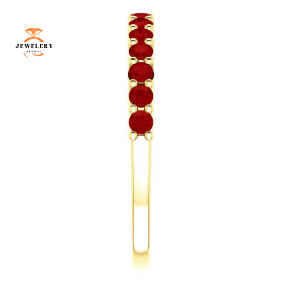 14KT GOLD 0.56 CTW 14 ROUND RUBY SHARED PRONG RING - Image 16