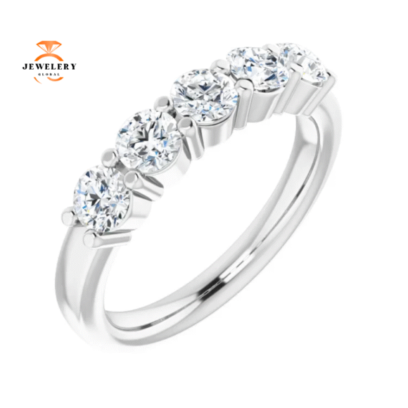 14KT Gold 1 CTW Round Diamond 5 Stone Band
