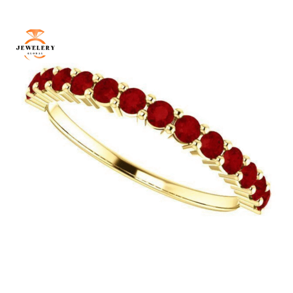 14KT GOLD 0.56 CTW 14 ROUND RUBY SHARED PRONG RING - Image 17