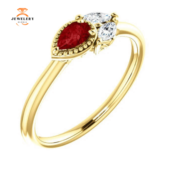 14KT GOLD 0.27 CTW RUBY & 0.12 CTW DIAMOND ACCENT RING - Image 9