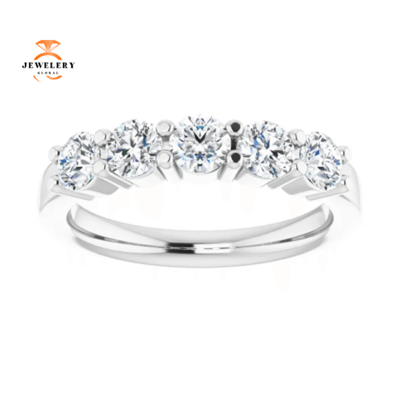 14KT Gold 1 CTW Round Diamond 5 Stone Band - Image 3