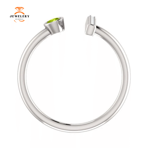 14KT GOLD .13 CT PERIDOT & .05 CTW DIAMOND BEZEL BAR RING - Image 10