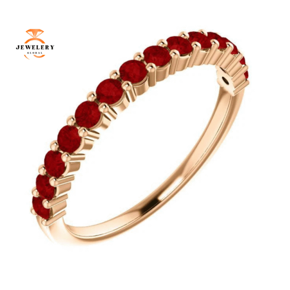 14KT GOLD 0.56 CTW 14 ROUND RUBY SHARED PRONG RING - Image 7