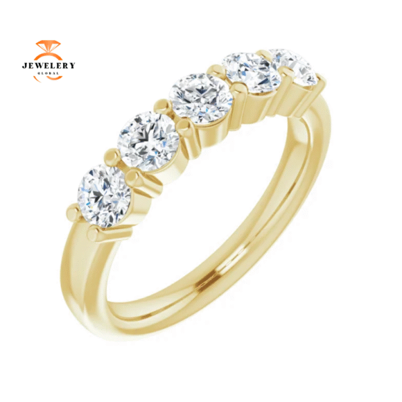 14KT Gold 1 CTW Round Diamond 5 Stone Band - Image 5