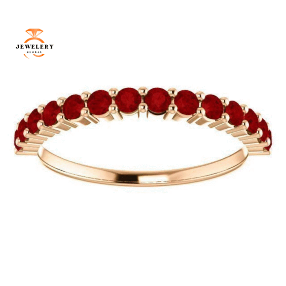 14KT GOLD 0.56 CTW 14 ROUND RUBY SHARED PRONG RING - Image 9