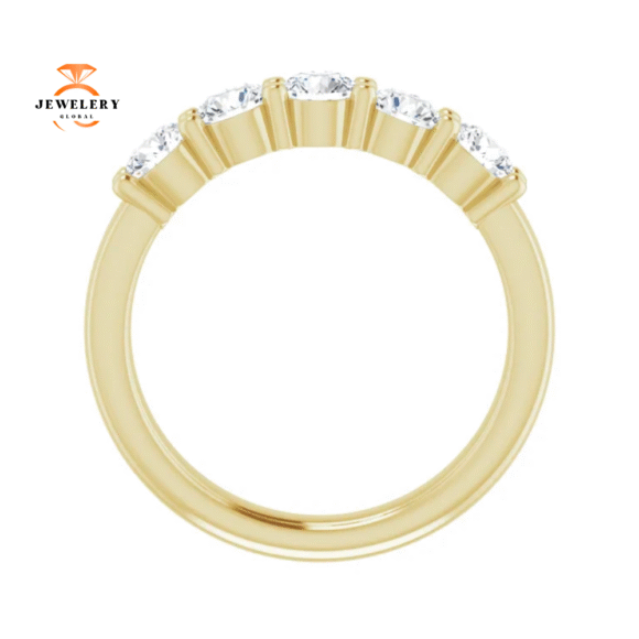 14KT Gold 1 CTW Round Diamond 5 Stone Band - Image 6
