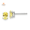 14KT GOLD 1.20 CTW OVAL YELLOW SAPPHIRE STUD EARRINGS