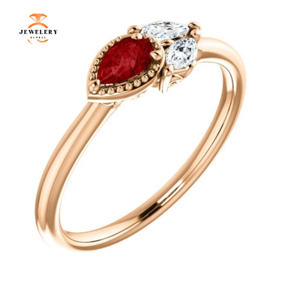 14KT GOLD 0.27 CTW RUBY & 0.12 CTW DIAMOND ACCENT RING - Image 5
