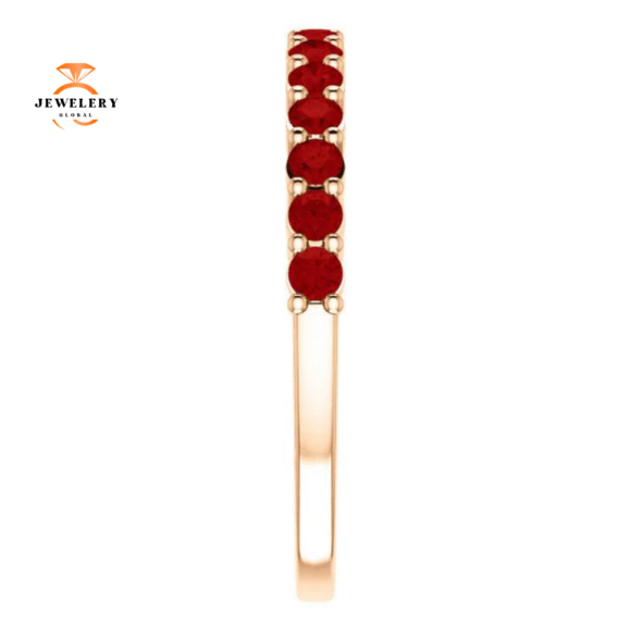 14KT GOLD 0.56 CTW 14 ROUND RUBY SHARED PRONG RING - Image 10