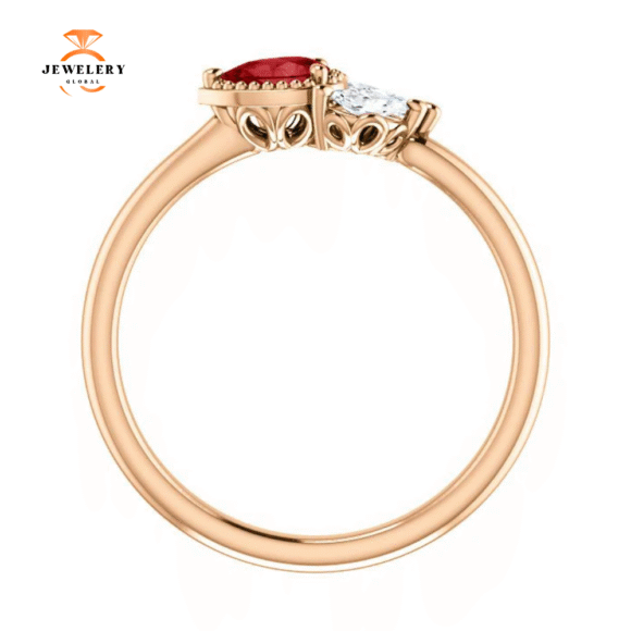 14KT GOLD 0.27 CTW RUBY & 0.12 CTW DIAMOND ACCENT RING - Image 6