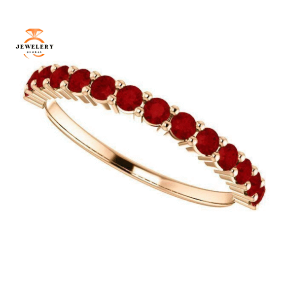 14KT GOLD 0.56 CTW 14 ROUND RUBY SHARED PRONG RING - Image 11