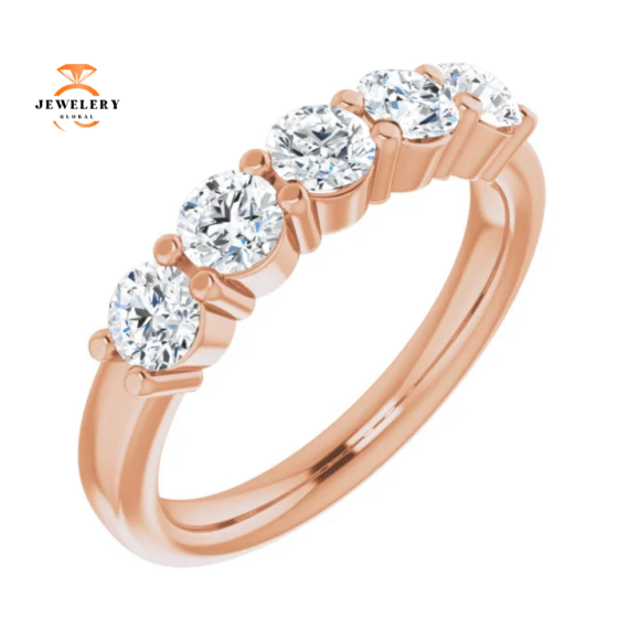 14KT Gold 1 CTW Round Diamond 5 Stone Band - Image 9