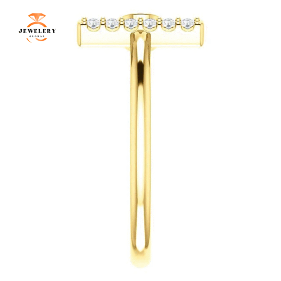 14KT GOLD .13 CT PERIDOT & .05 CTW DIAMOND BEZEL BAR RING - Image 4