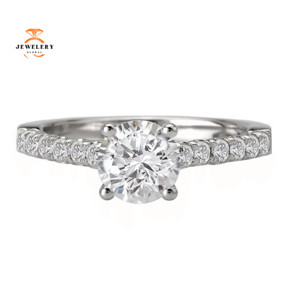 14KT Gold 3/8 CTW Diamond Accent Setting for 1 CT Round - Image 5