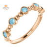 14KT GOLD 0.30 CTW AQUAMARINE BEZEL-SET 5 STONE BEADED RING