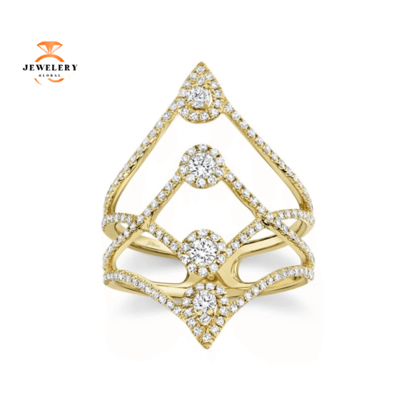 14KT Gold 0.71 CTW Diamond Fancy 4 Row Ring - Image 4