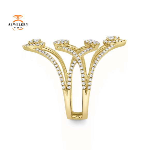 14KT Gold 0.71 CTW Diamond Fancy 4 Row Ring - Image 5