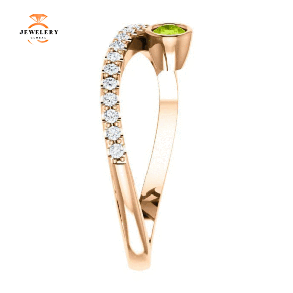 14KT Gold .13 CT Peridot & .20 CTW Diamond Criss-Cross Bezel-Set Ring - Image 4