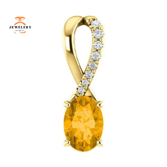 14KT GOLD 0.72 CT CITRINE & 0.04 CTW DIAMOND ACCENT PENDANT