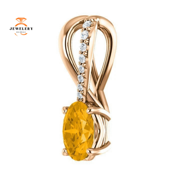 14KT GOLD 0.72 CT CITRINE & 0.04 CTW DIAMOND ACCENT PENDANT - Image 8